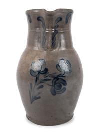 A Cobalt Decorated Stoneware Pitcher