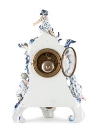 A Meissen Porcelain 'Four Seasons' Mantel Clock