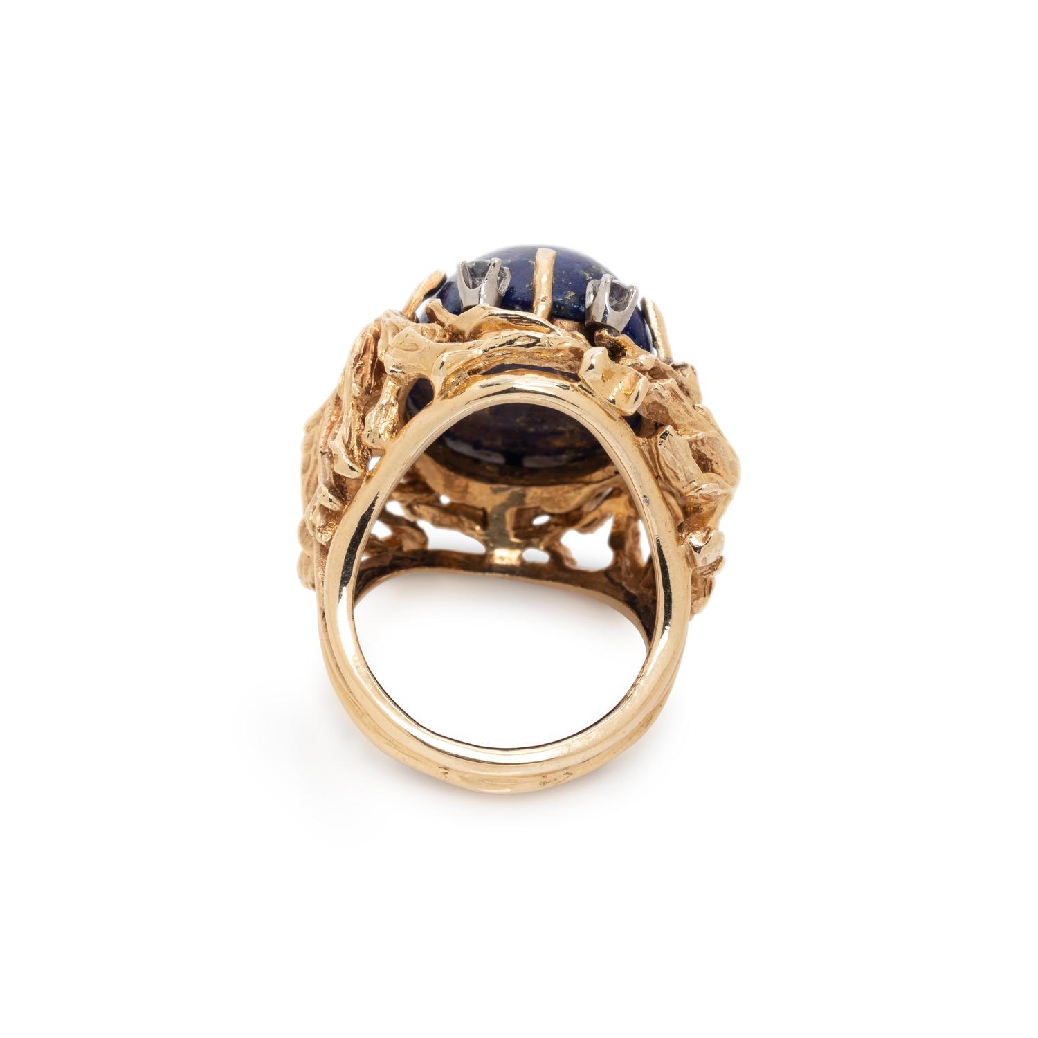 YELLOW GOLD, LAPIS LAZULI AND DIAMOND RING