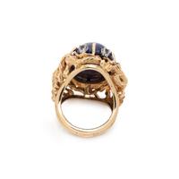 YELLOW GOLD, LAPIS LAZULI AND DIAMOND RING