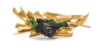 A Modernist Brutalist 18 Karat Yellow Gold and Tourmaline Brooch, Ed Wiener, 10.00 dwts.