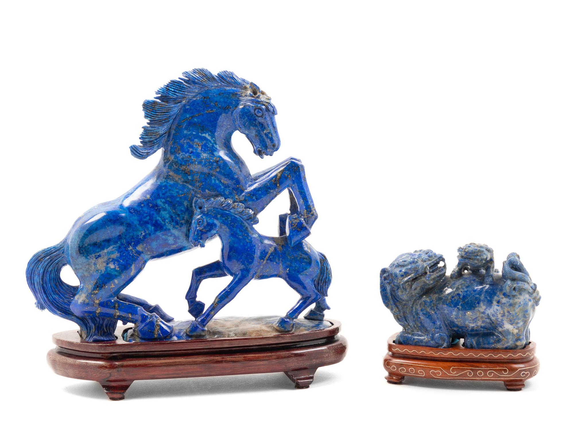 Two Chinese Lapis Lazuli Figures of Animals