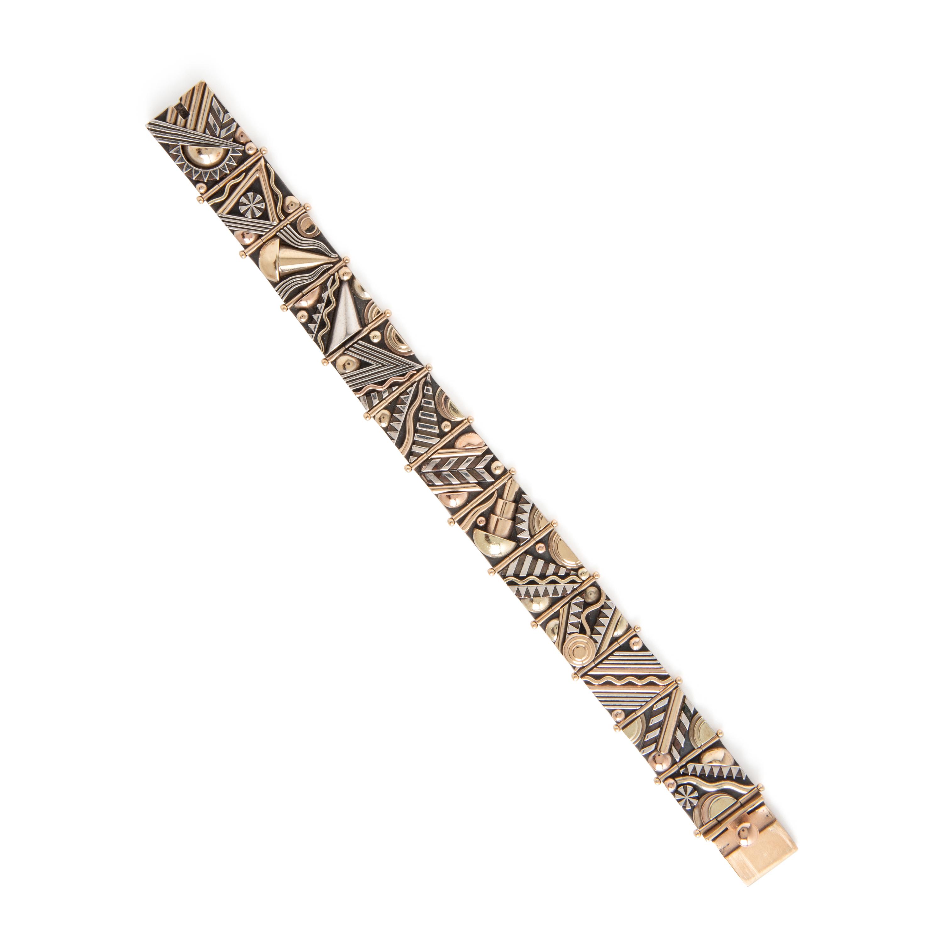 Aaron Macsai, Yellow Gold and Silver Geometric Bracelet