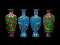 Two Pairs of Japanese Cloisonné Enamel Baluster Vases