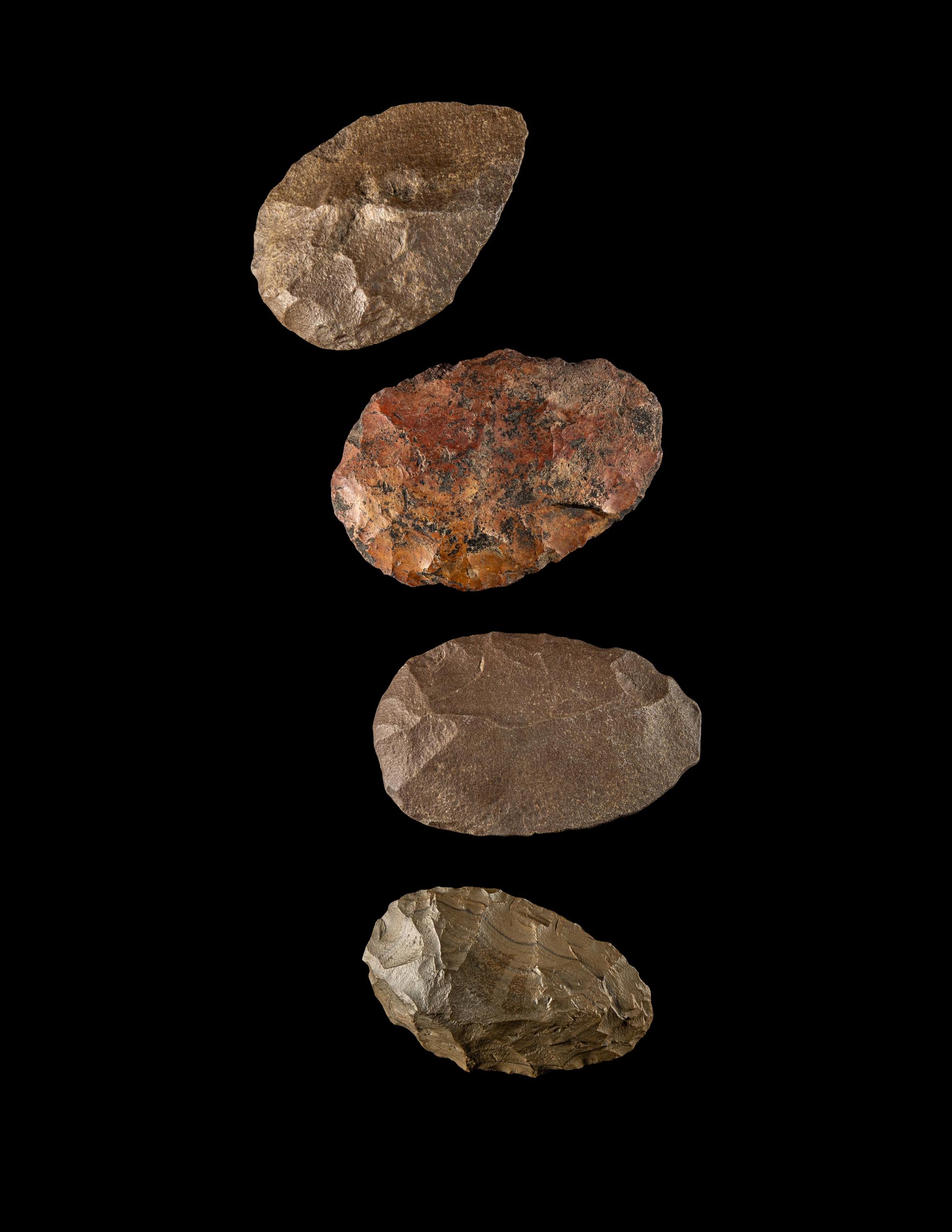 Four Paleolithic Flint Hand Axes