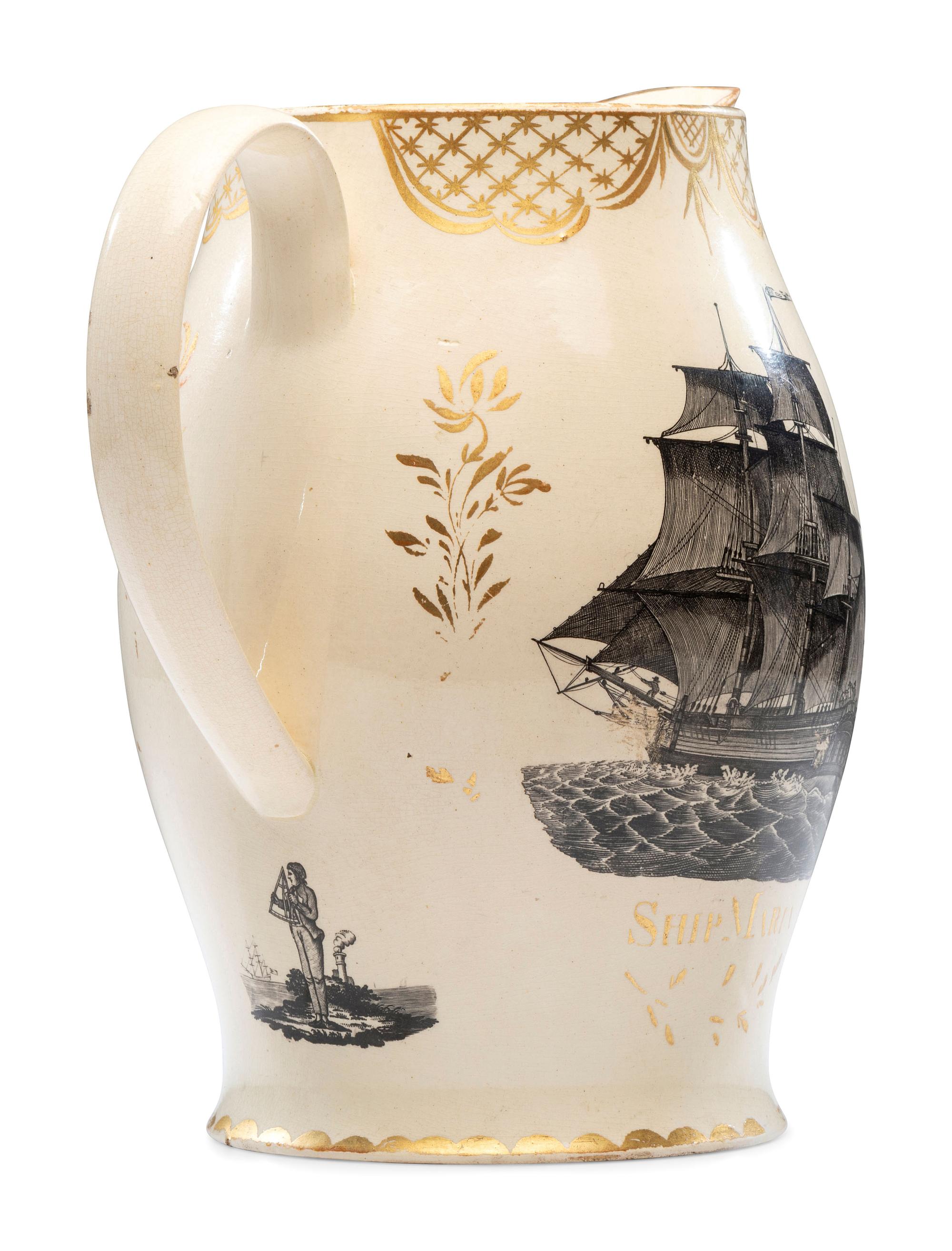 A Liverpool Transfer-Printed Creamware 'Washington in Apotheosis' Pitcher