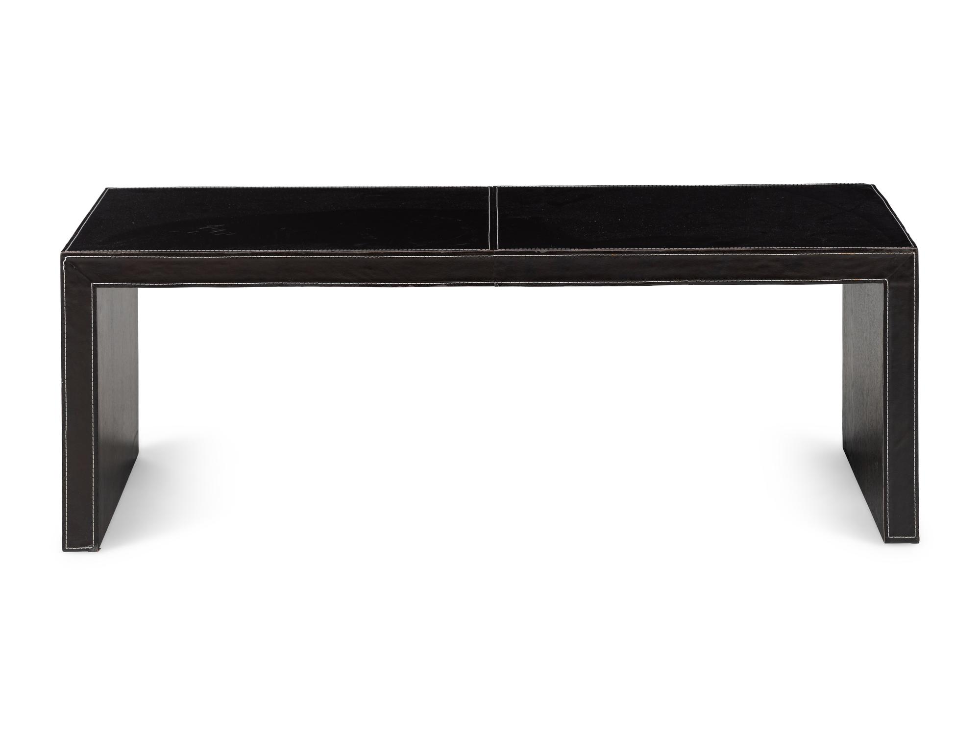 A Contemporary Leather Veneered Low Table