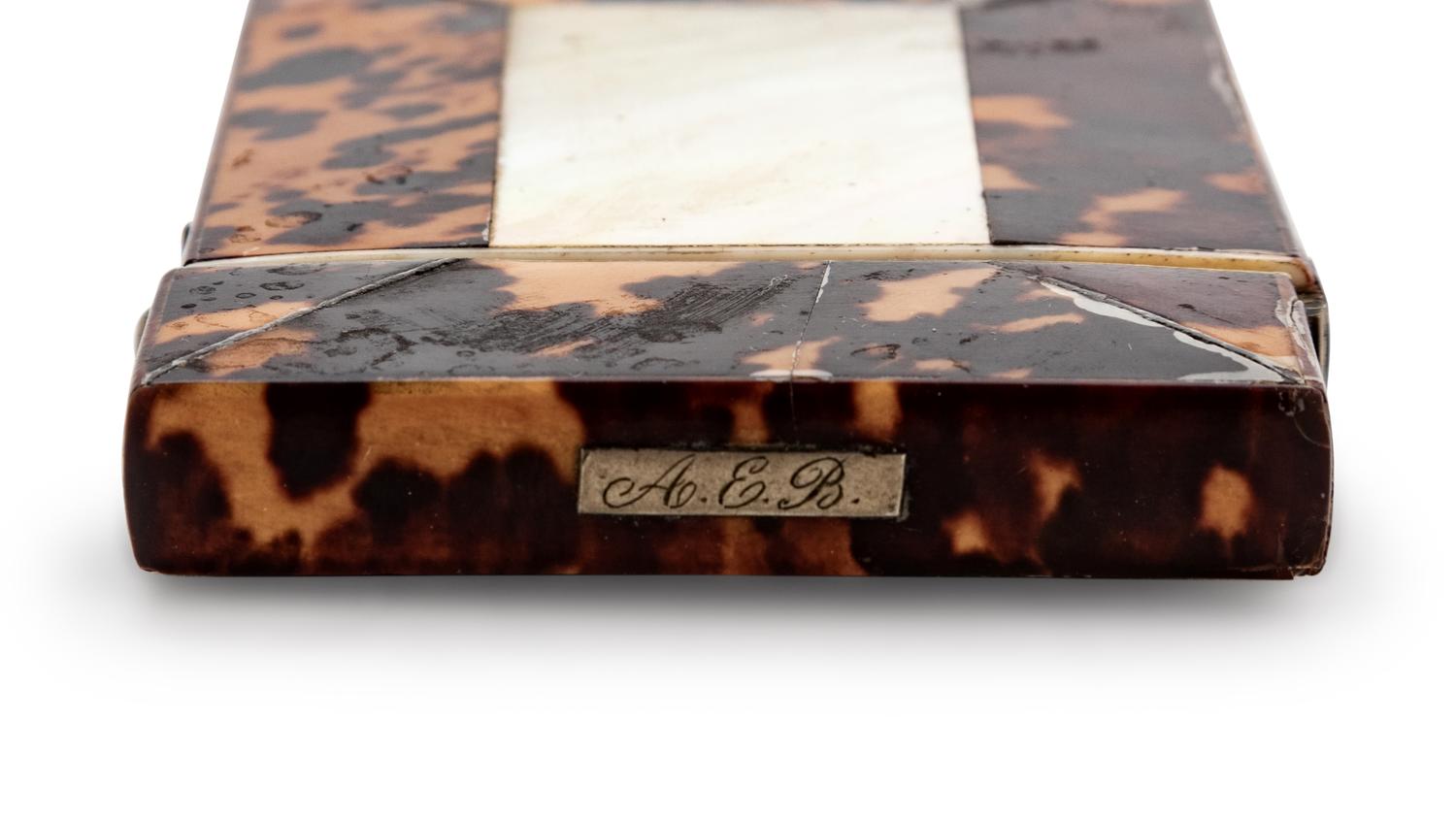 An English Tortoise Shell and Mother-of-Pearl Mounted Card Case