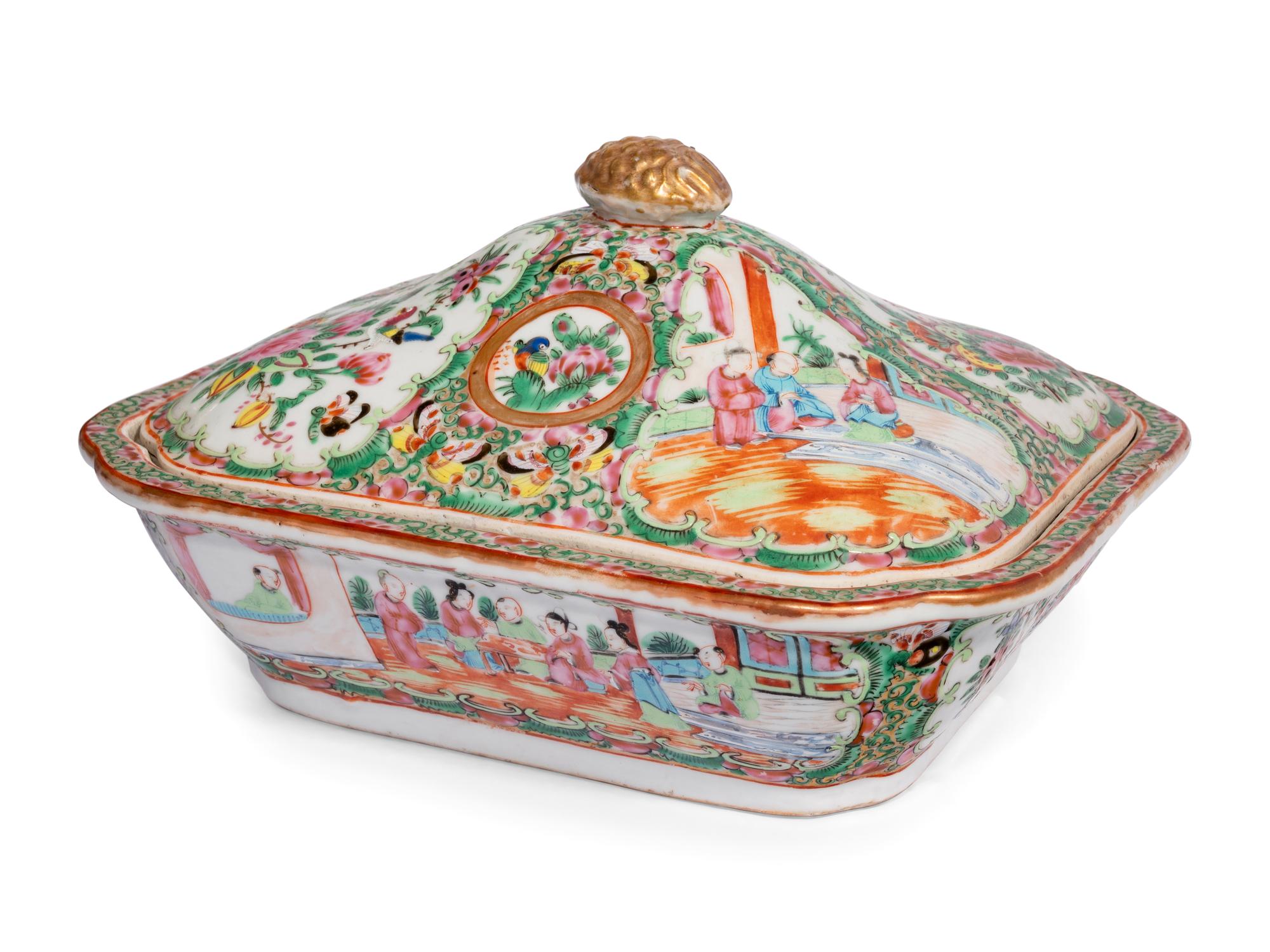 Four Chinese Export Rose Medallion Wares
