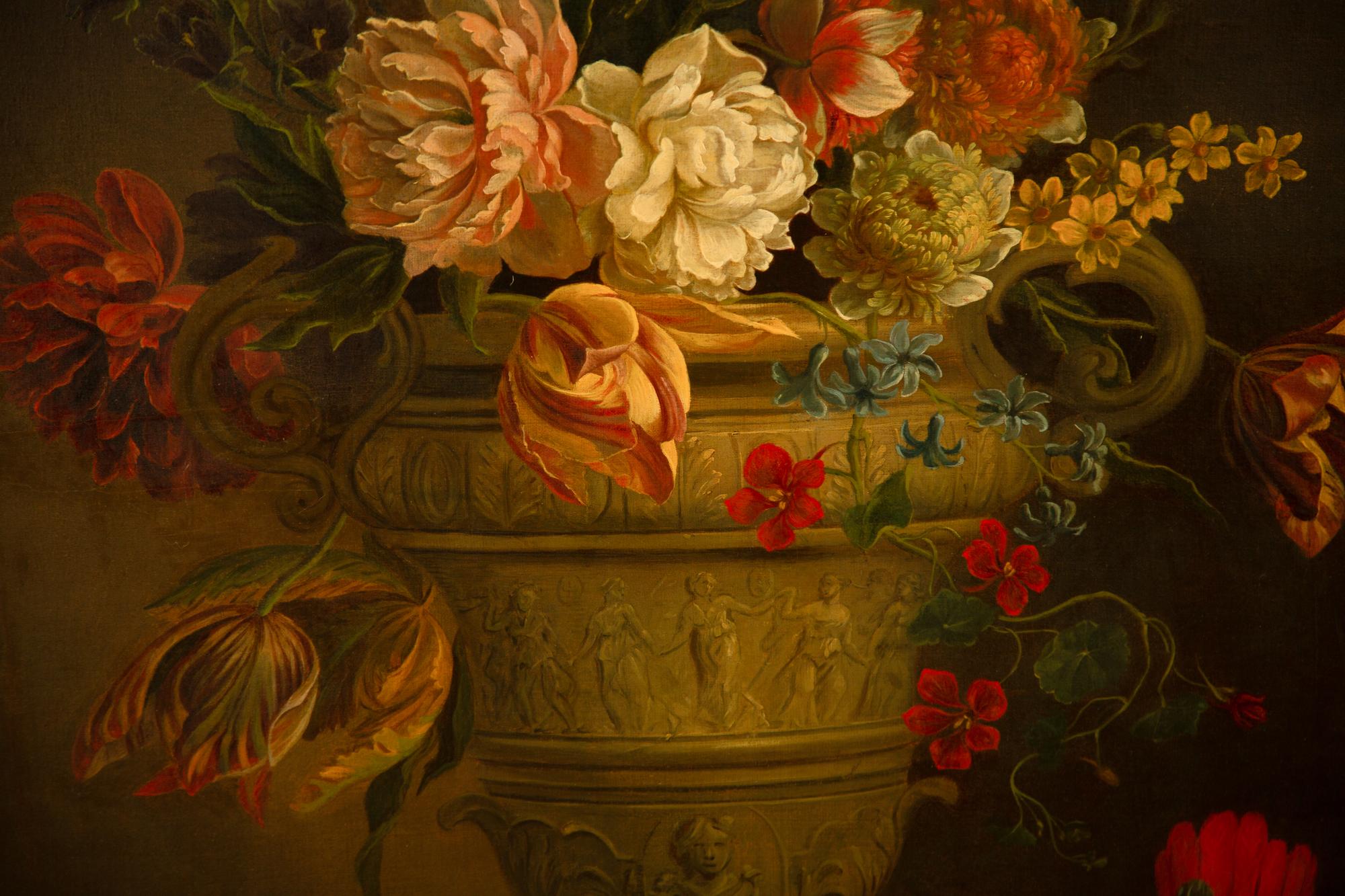 Still Life with Flowers and Fruit on a Ledge