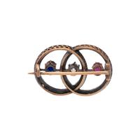 AUSTRIAN, ANTIQUE, RUBY, SAPPHIRE, AND DIAMOND BROOCH