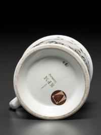 A Porcelain Occupational Shaving Mug Depicting a Horse-Drawn Hearse