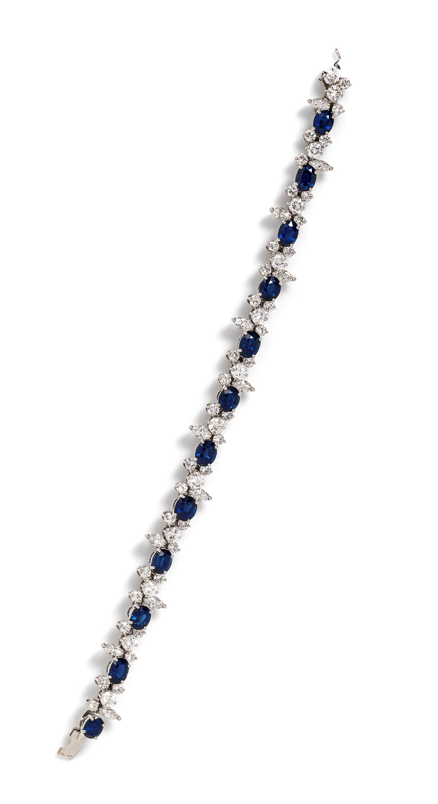 A White Gold, Sapphire and Diamond Bracelet,