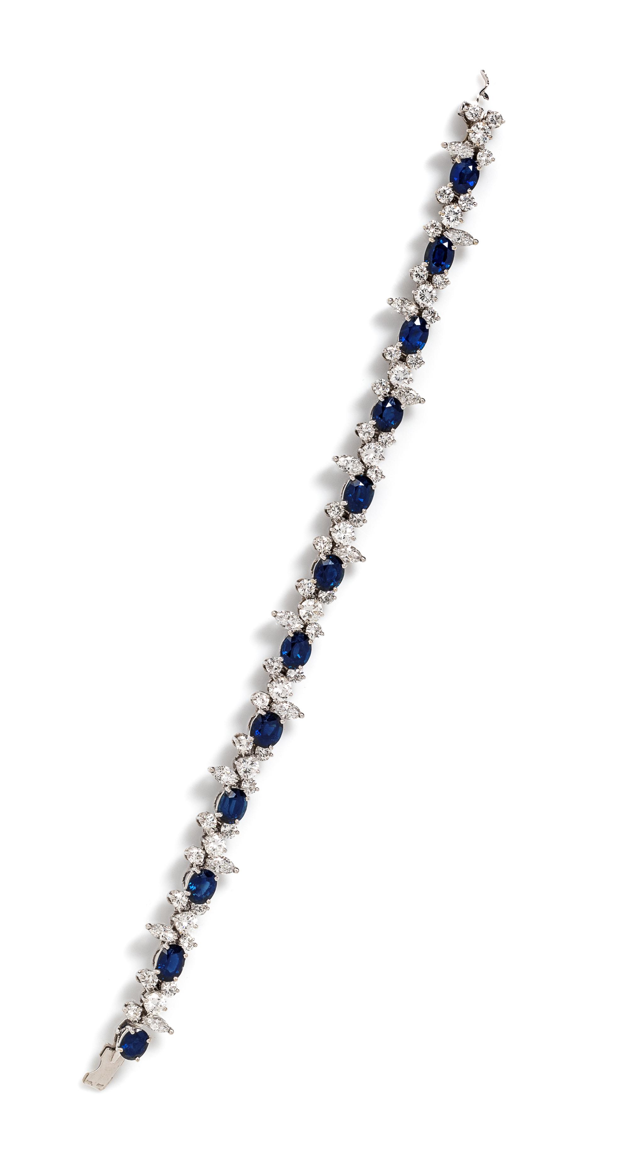 A White Gold, Sapphire and Diamond Bracelet,