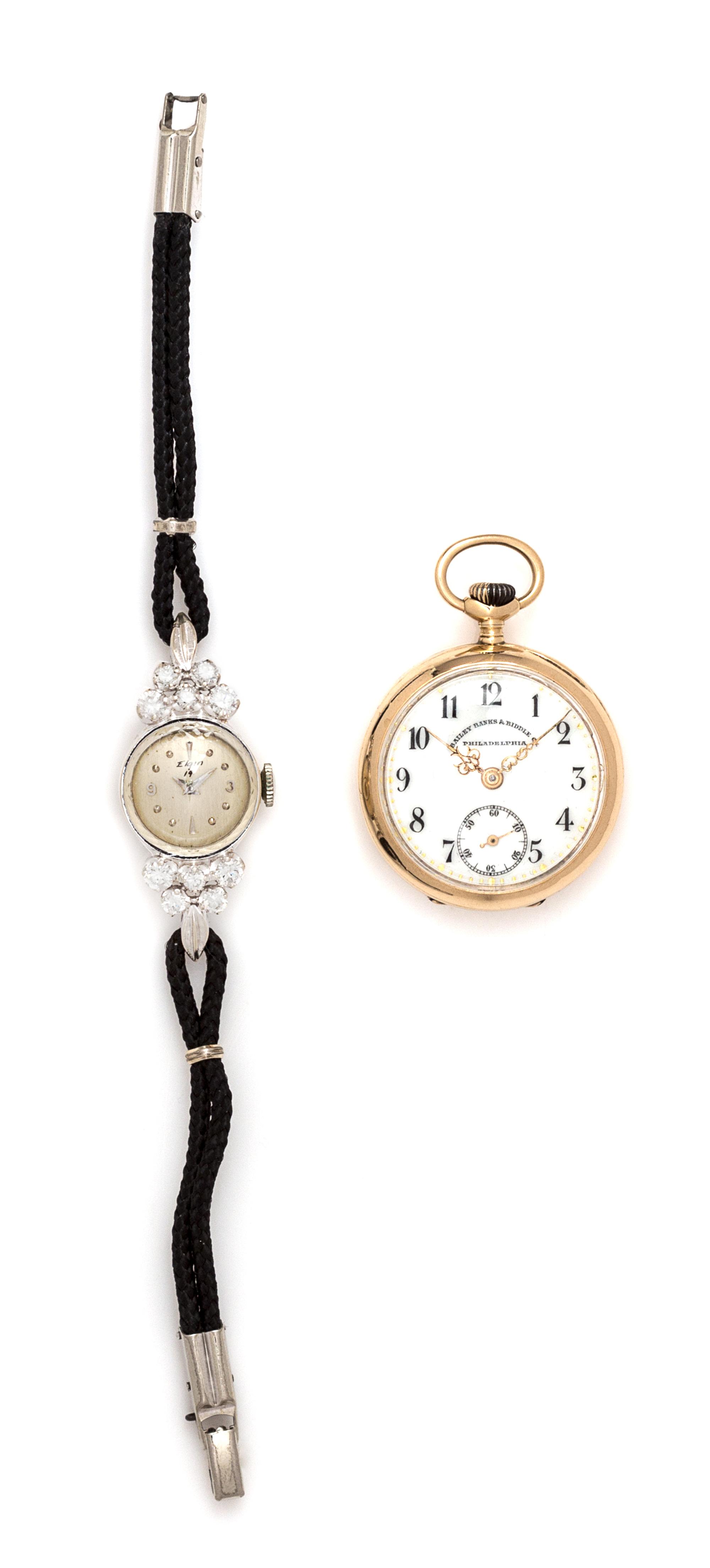 A Collection of 14 Karat Gold and Diamond Timepieces, 19.60 dwts.