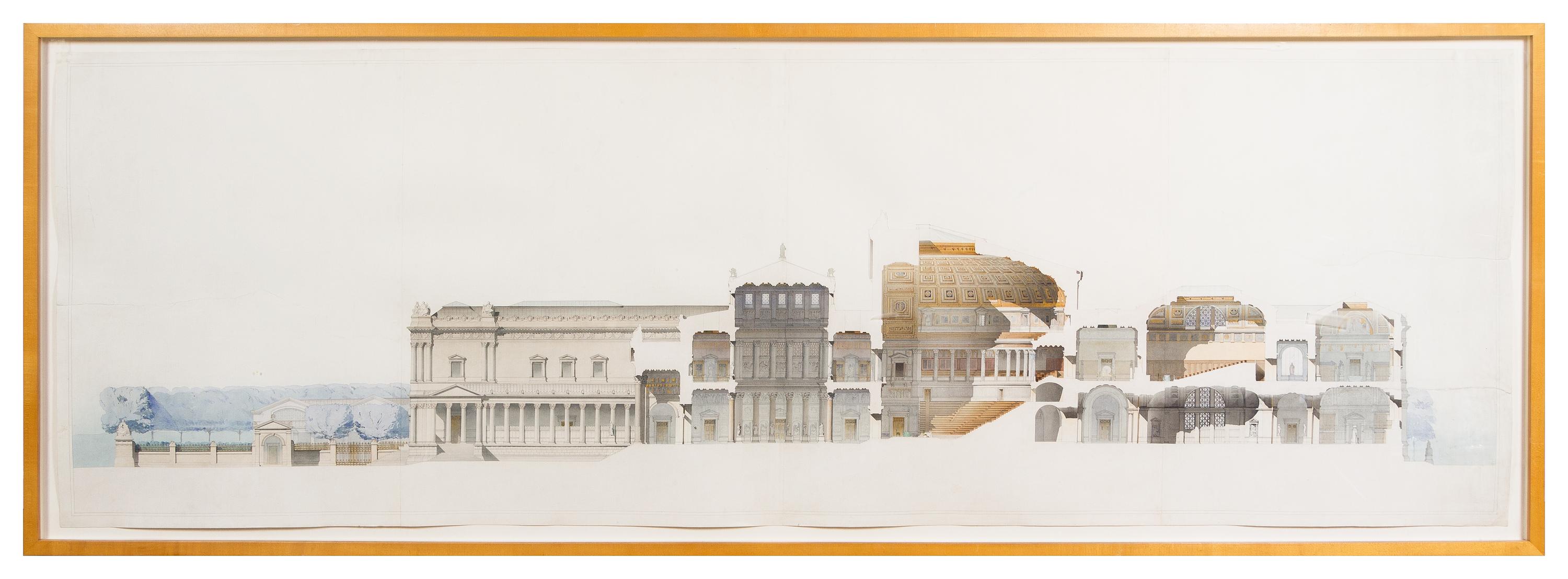A Large Neoclassical Architectural Section Plan 100 X 35 1/2 inches — PROBABLY CIRCA 1880
