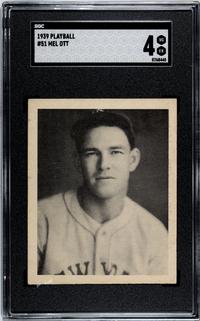 A 1939 Play Ball Mel Ott Baseball Card No. 51 (SGC 4 VG/EX)