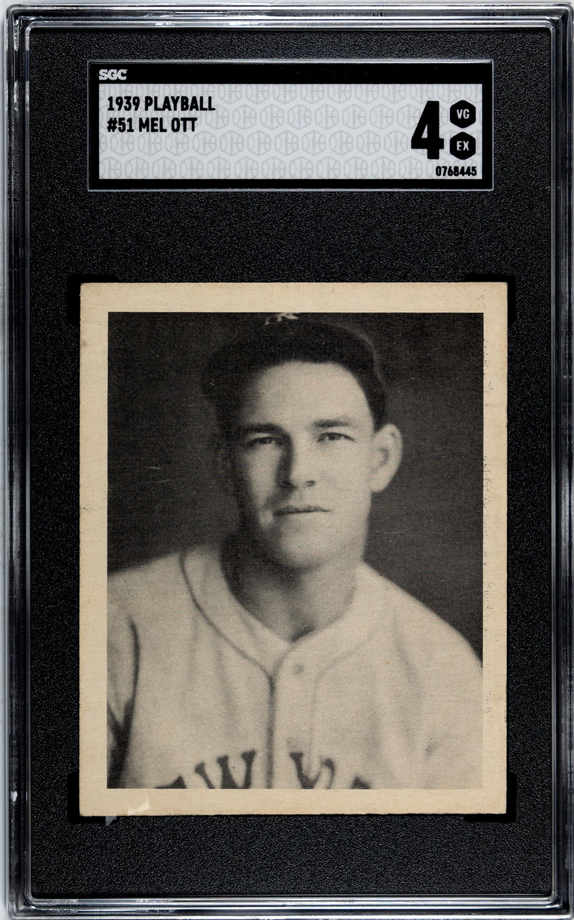 A 1939 Play Ball Mel Ott Baseball Card No. 51 (SGC 4 VG/EX)