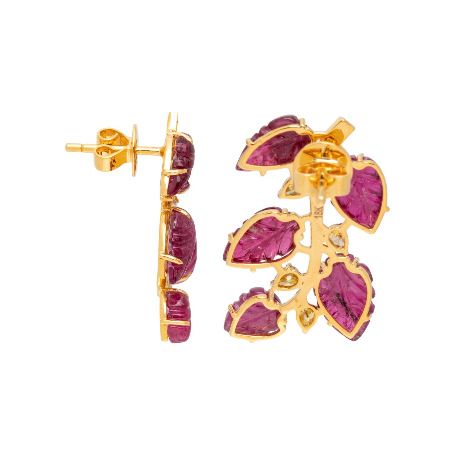 PINK TOURMALINE AND COLORED DIAMOND EARRINGS