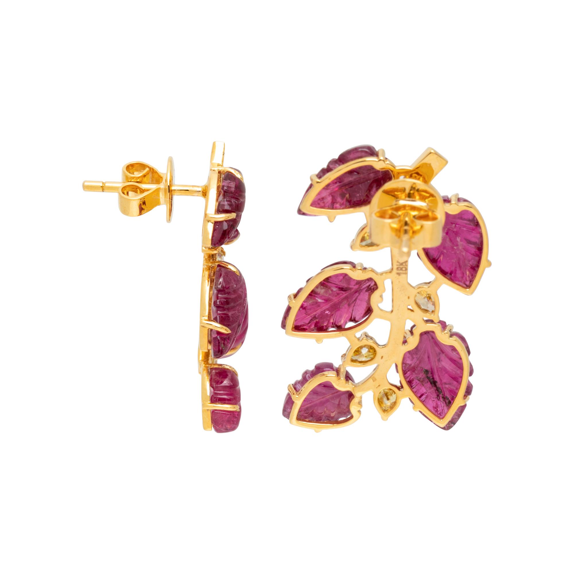 PINK TOURMALINE AND COLORED DIAMOND EARRINGS