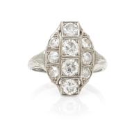 An Art Deco White Gold and Diamond Ring, 2.10 dwts.