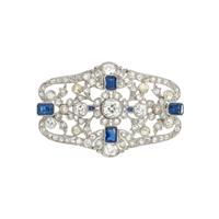ART DECO, DIAMOND AND SAPPHIRE PENDANT/BROOCH