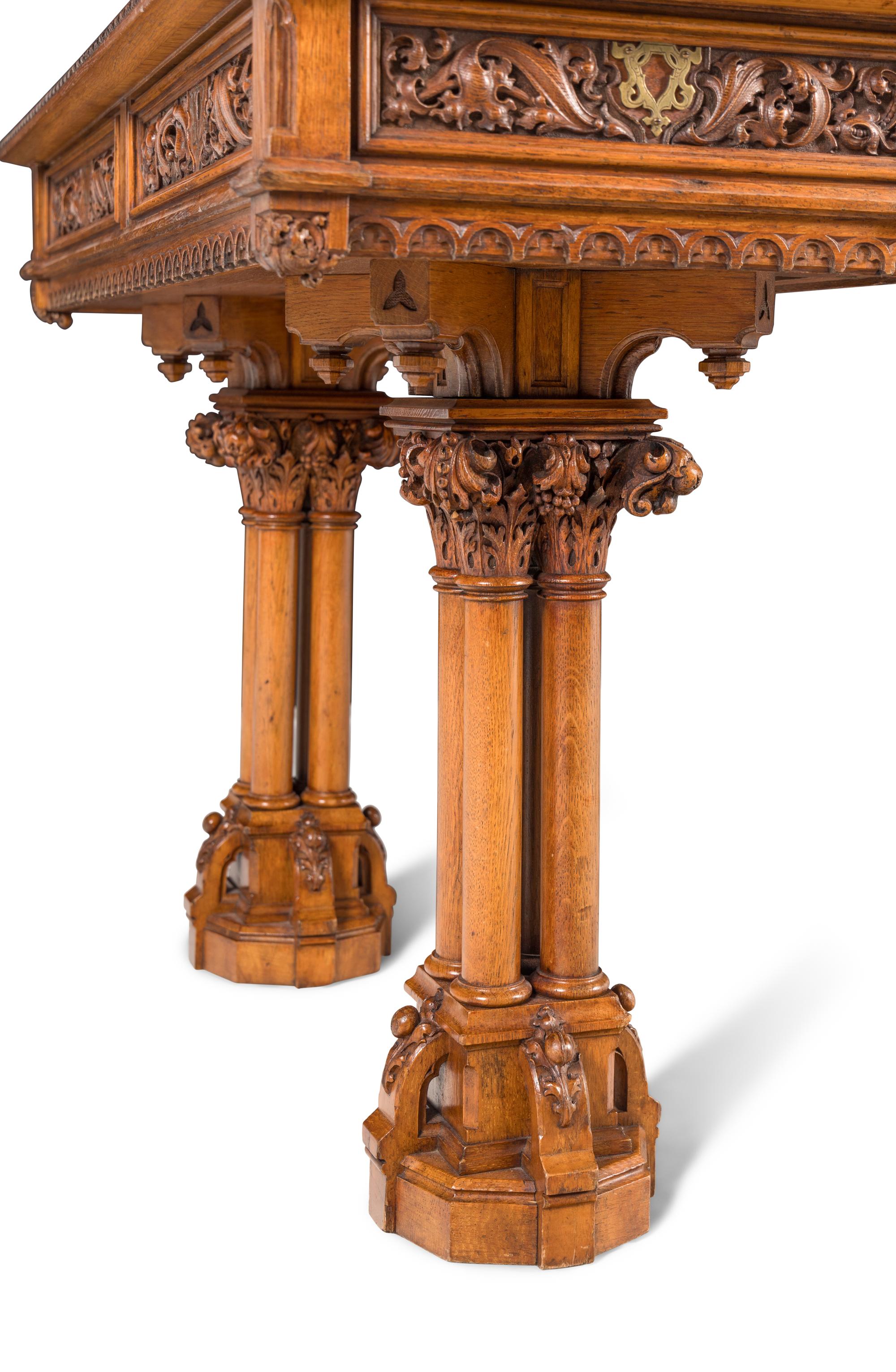 An Austrian Carved Oak Writing Table