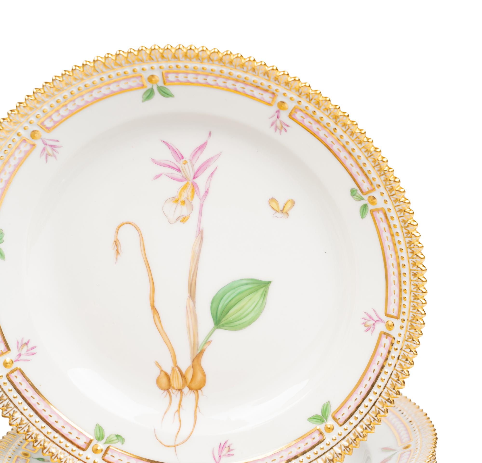A Set of Twenty Royal Copenhagen Flora Danica Porcelain Dessert Plates