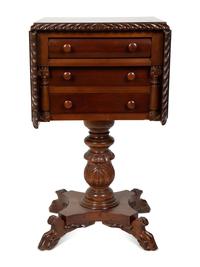 An American Empire Mahogany Drop Leaf Work Table — 19TH CENTURY