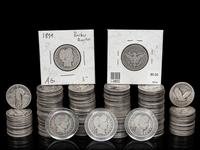 A Large Collection of Barber and Standing Liberty 25c Coins