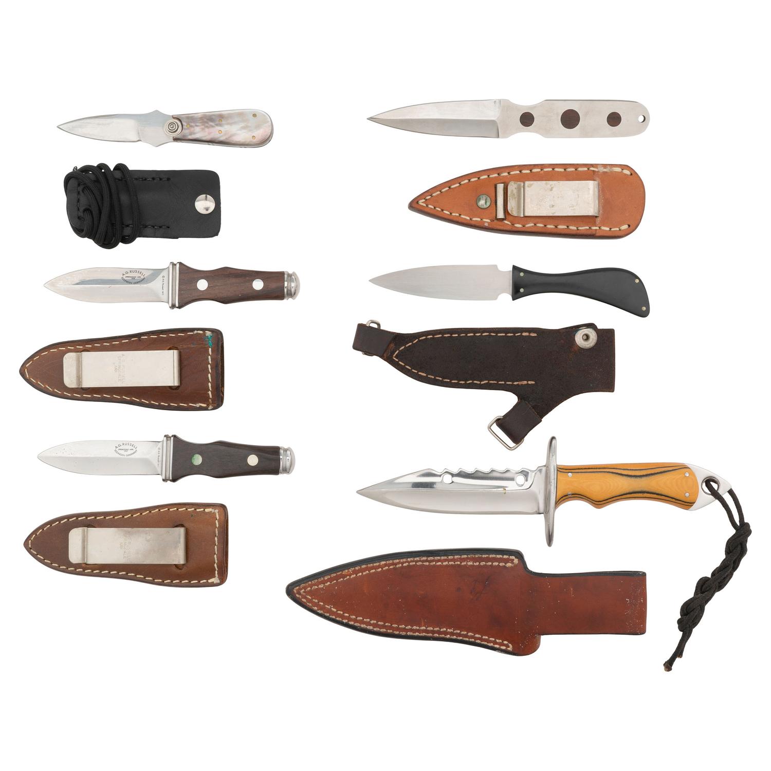 Alex J. Collins Bowie Knife with Five Assorted Boot Knives