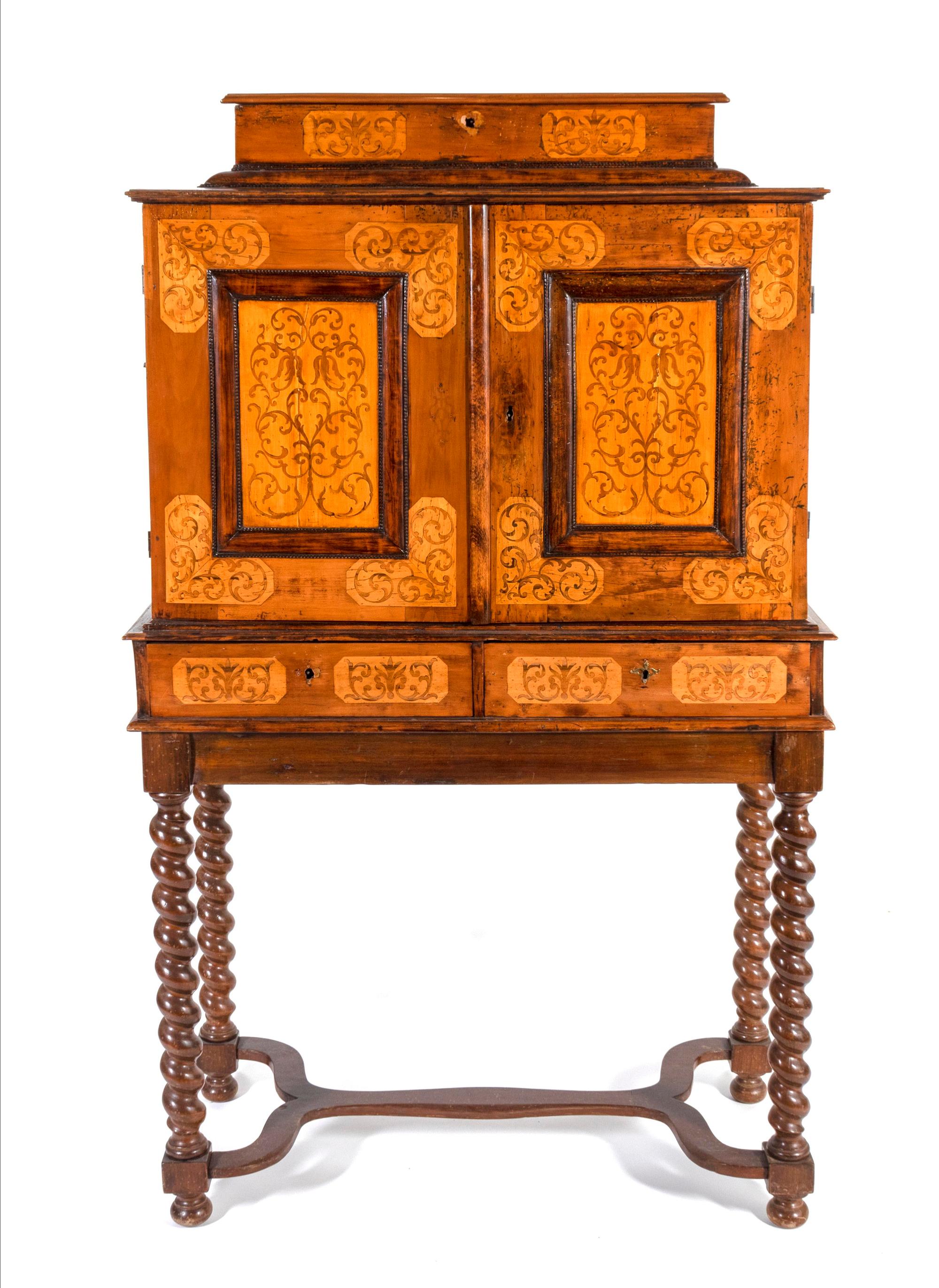 A German Renaissance Style Marquetry Cabinet on Stand — 19TH CENTURY