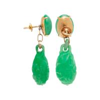 YELLOW GOLD AND CARVED JADE EARRINGS