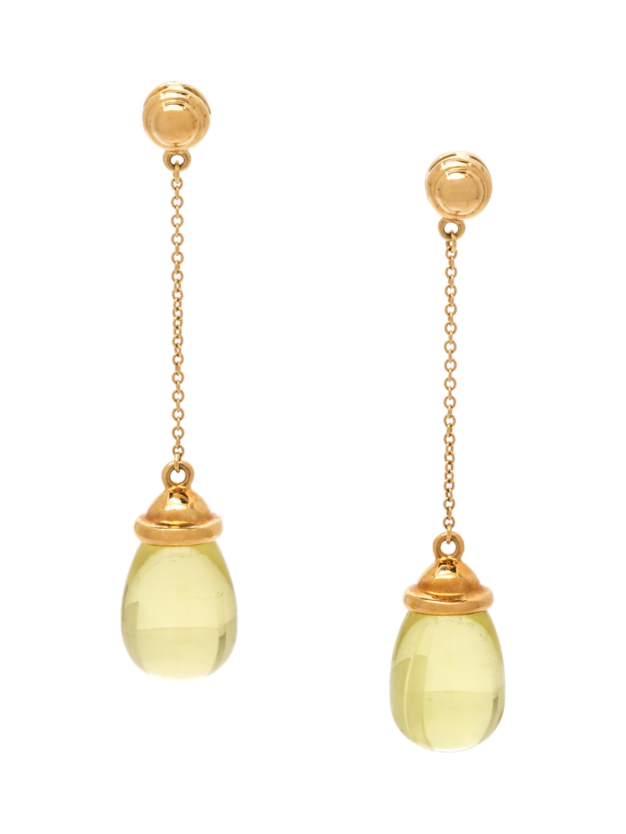 A Pair of 18 Karat Yellow Gold and Quartz Earrings, Paloma Picasso for Tiffany & Co.,