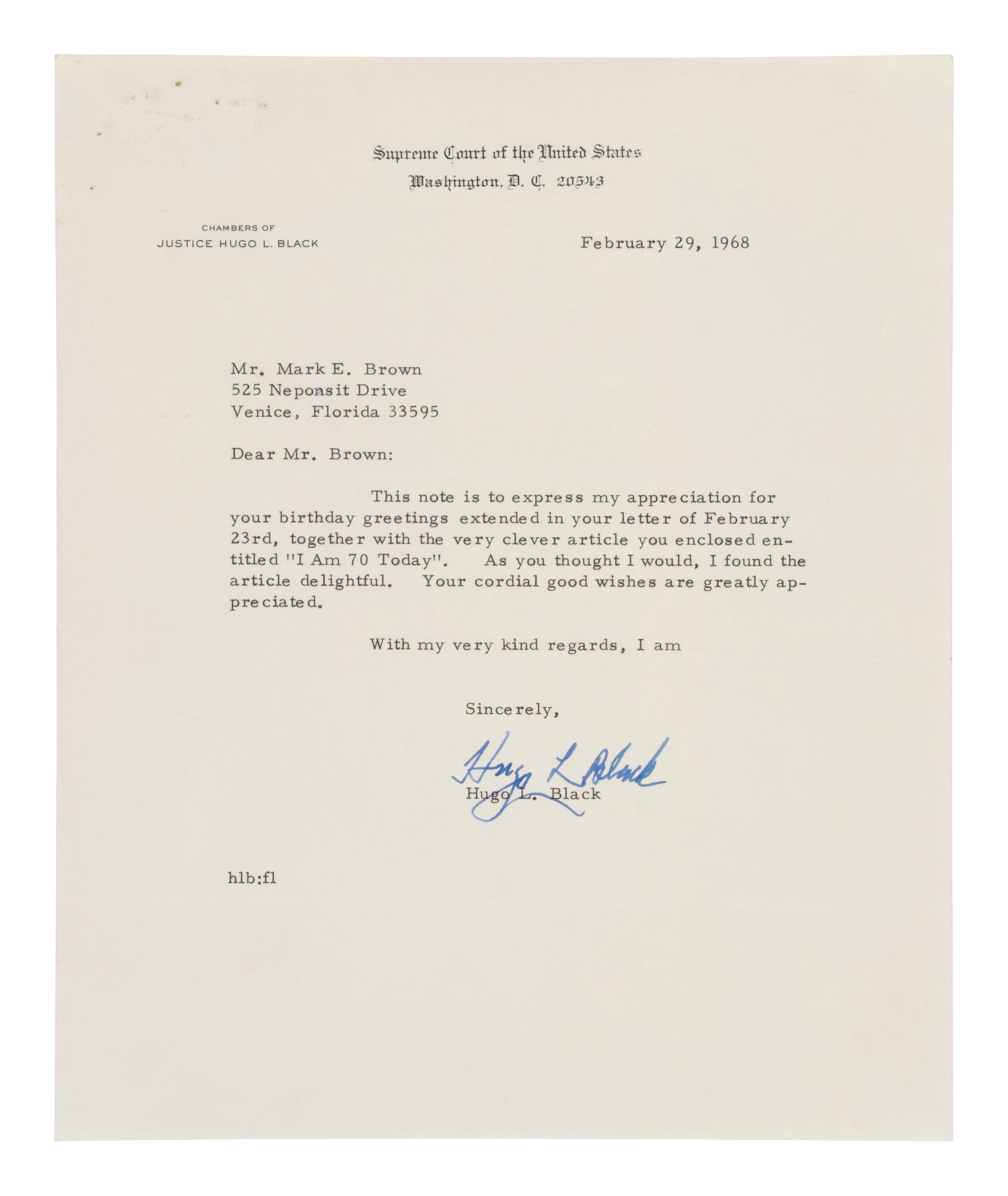 [SUPREME COURT]. A group of letters, engraving, and pamphlet signed by Supreme Court justices, including Chief Justice William Rehnquist, comprising: