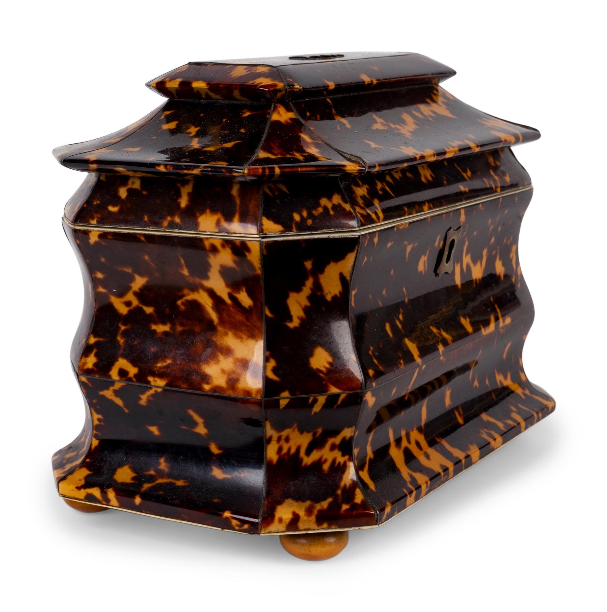 A Regency Tortoiseshell Tea Caddy — EARLY 19TH CENTURY
