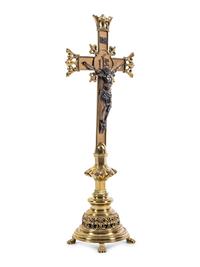 A Gorham Silver and Gilt Brass Altar Crucifix