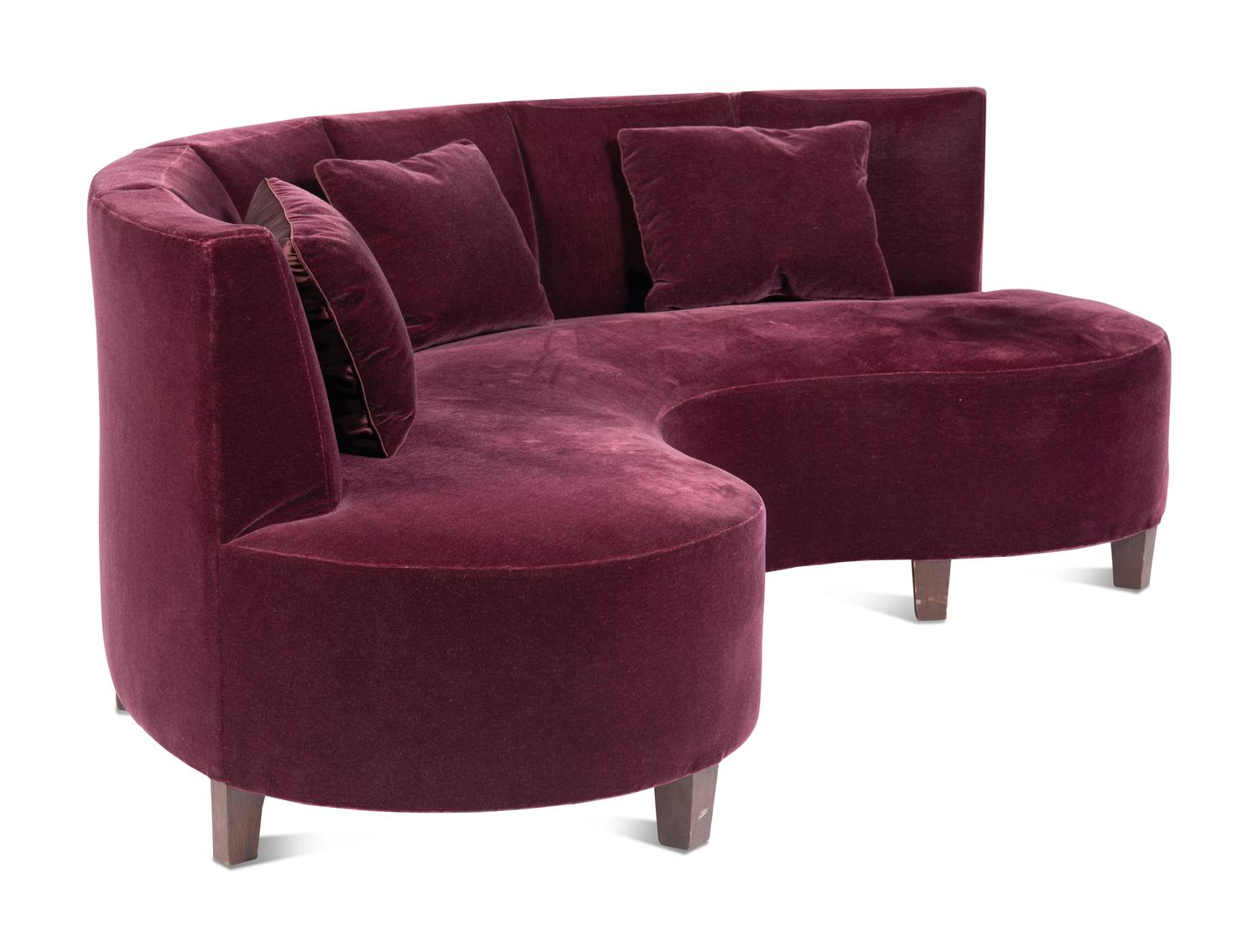 A Custom Magenta Velvet Banquette