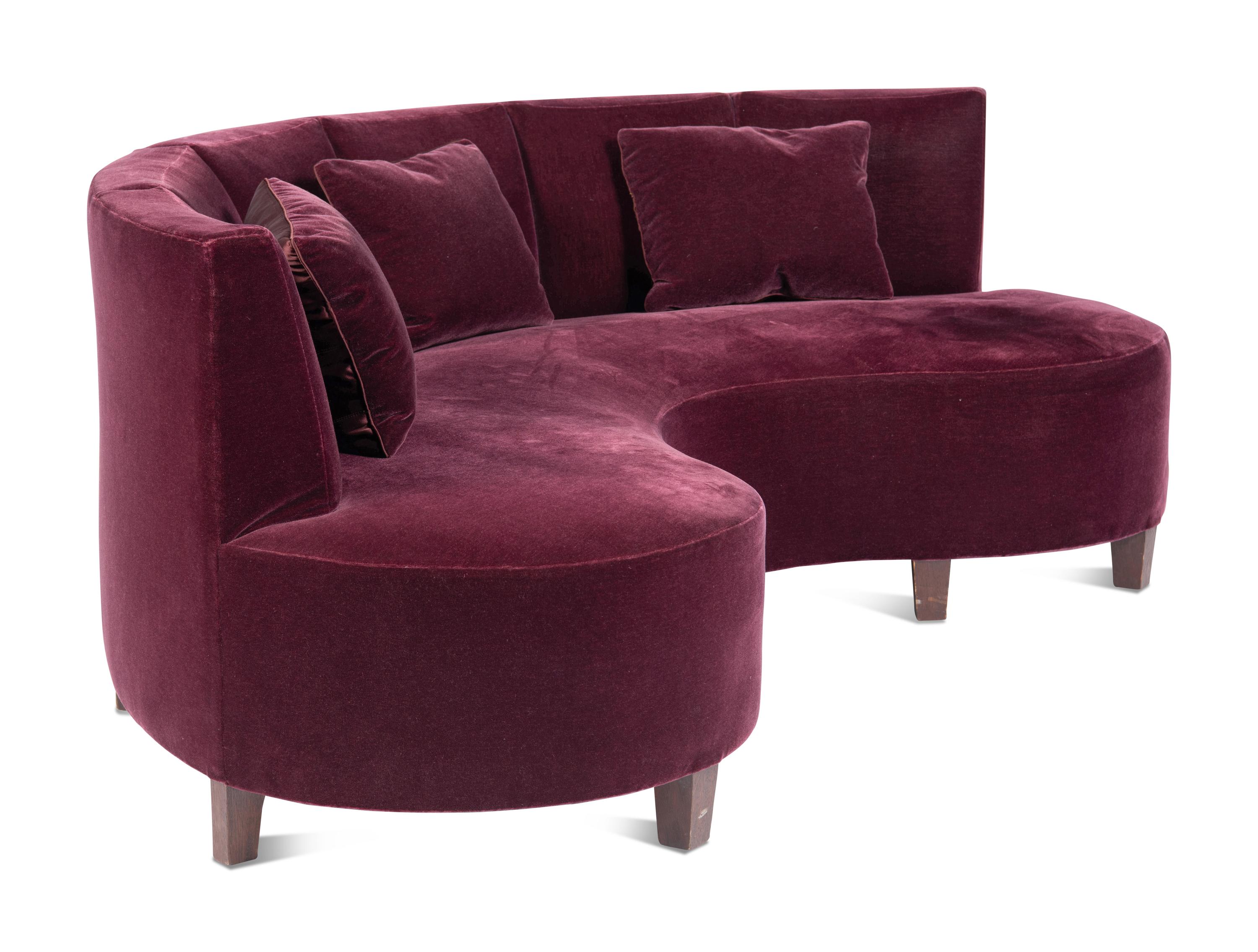 A Custom Magenta Velvet Banquette