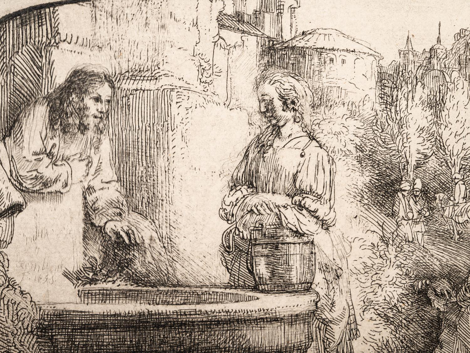 Christ and the Women of Samaria: An Arched Print