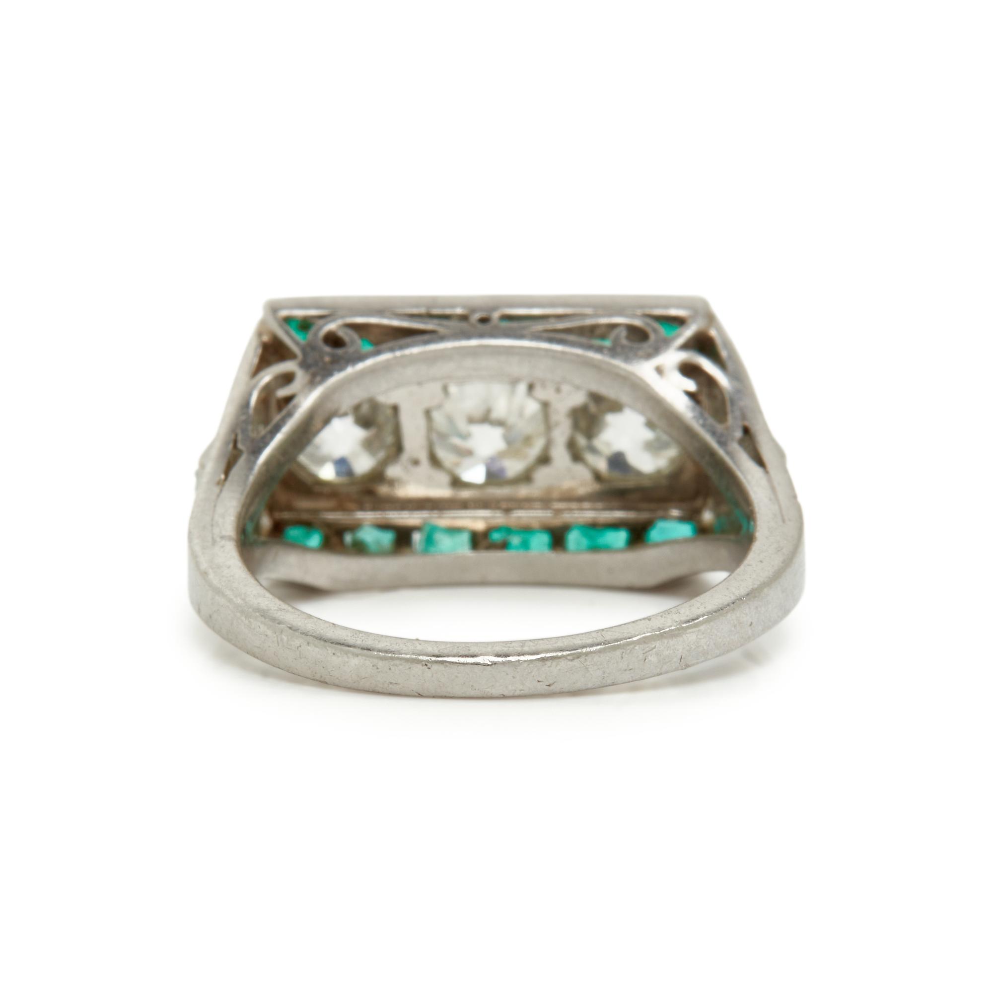 ART DECO, DIAMOND AND EMERALD RING