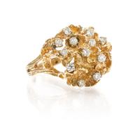 A 14 Karat Yellow Gold and Diamond Nugget Style Ring, 8.90 dwts.