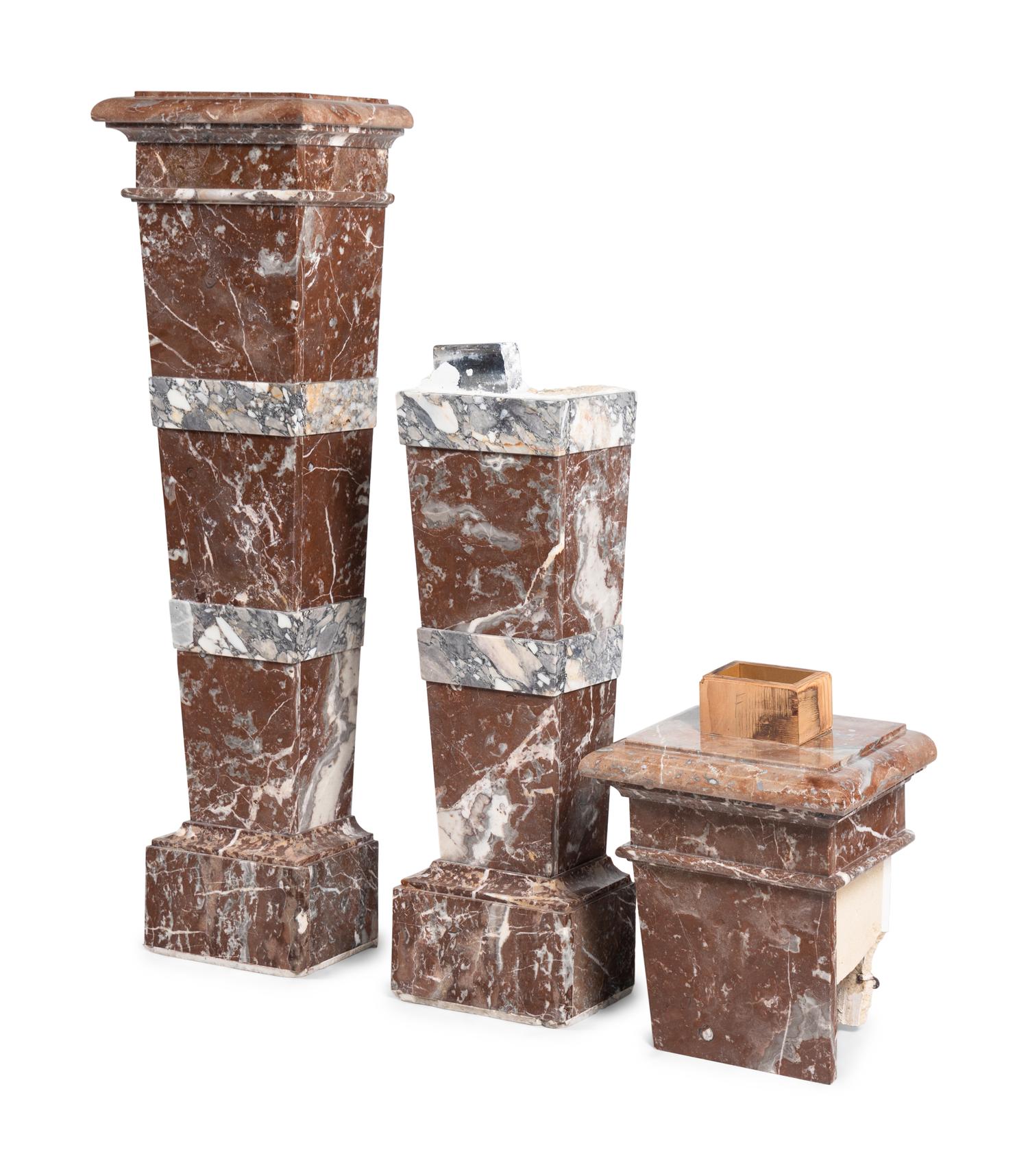 A Pair of French Bi-Color Marble Pedestals