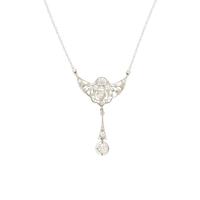 EDWARDIAN, PLATINUM, DIAMOND AND COLORED DIAMOND NECKLACE