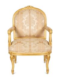 A Pair of Continental Painted and Giltwood Fauteuils