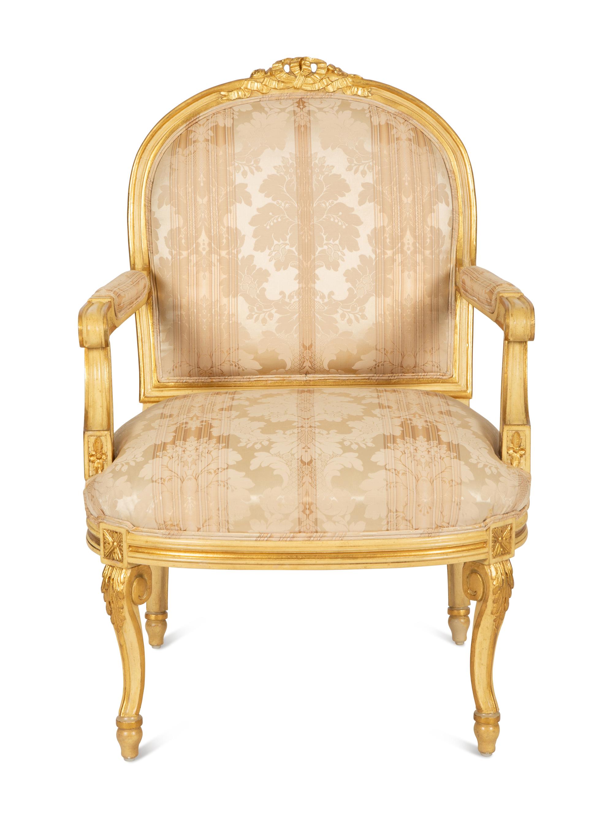 A Pair of Continental Painted and Giltwood Fauteuils
