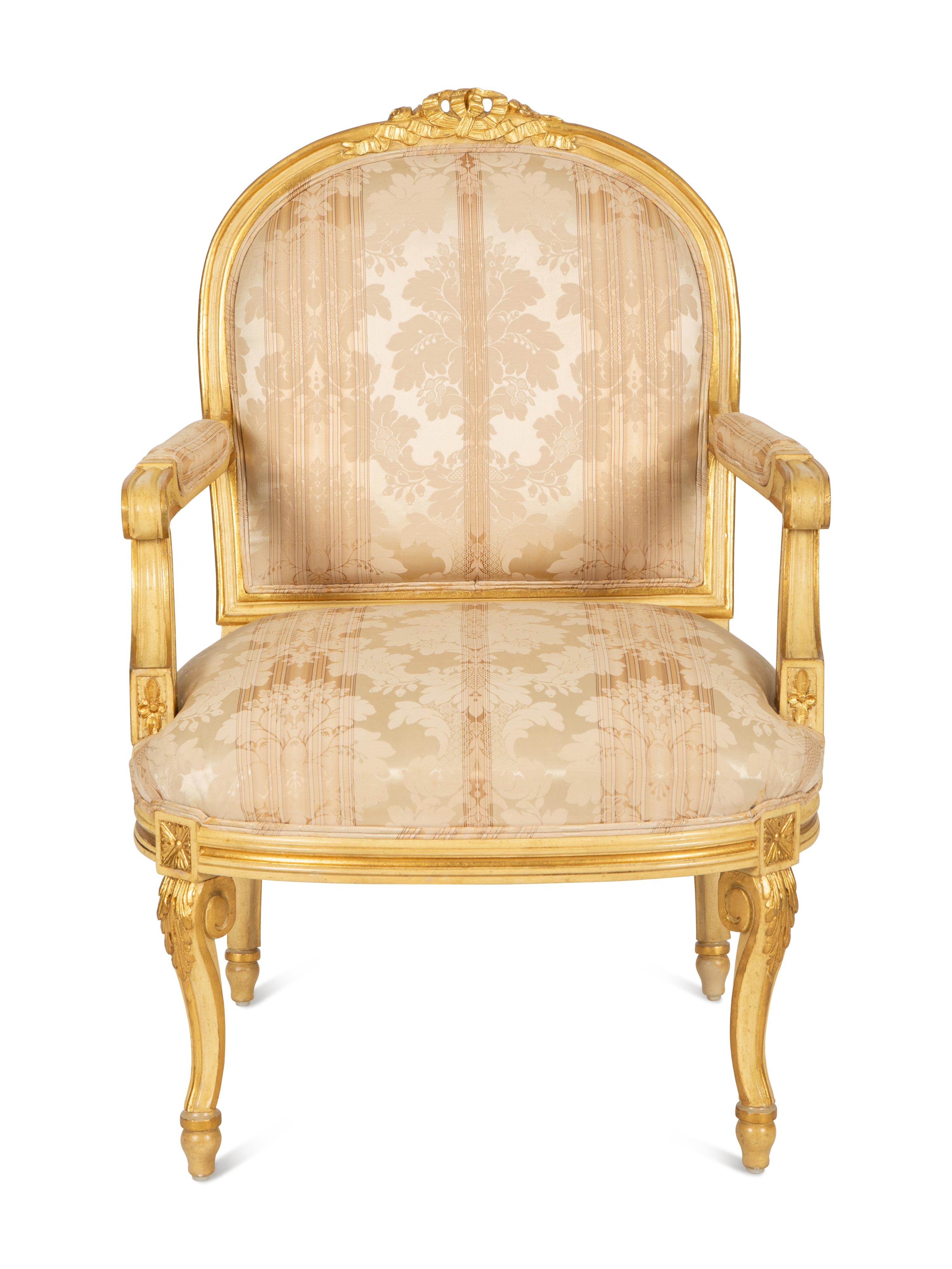 A Pair of Continental Painted and Giltwood Fauteuils