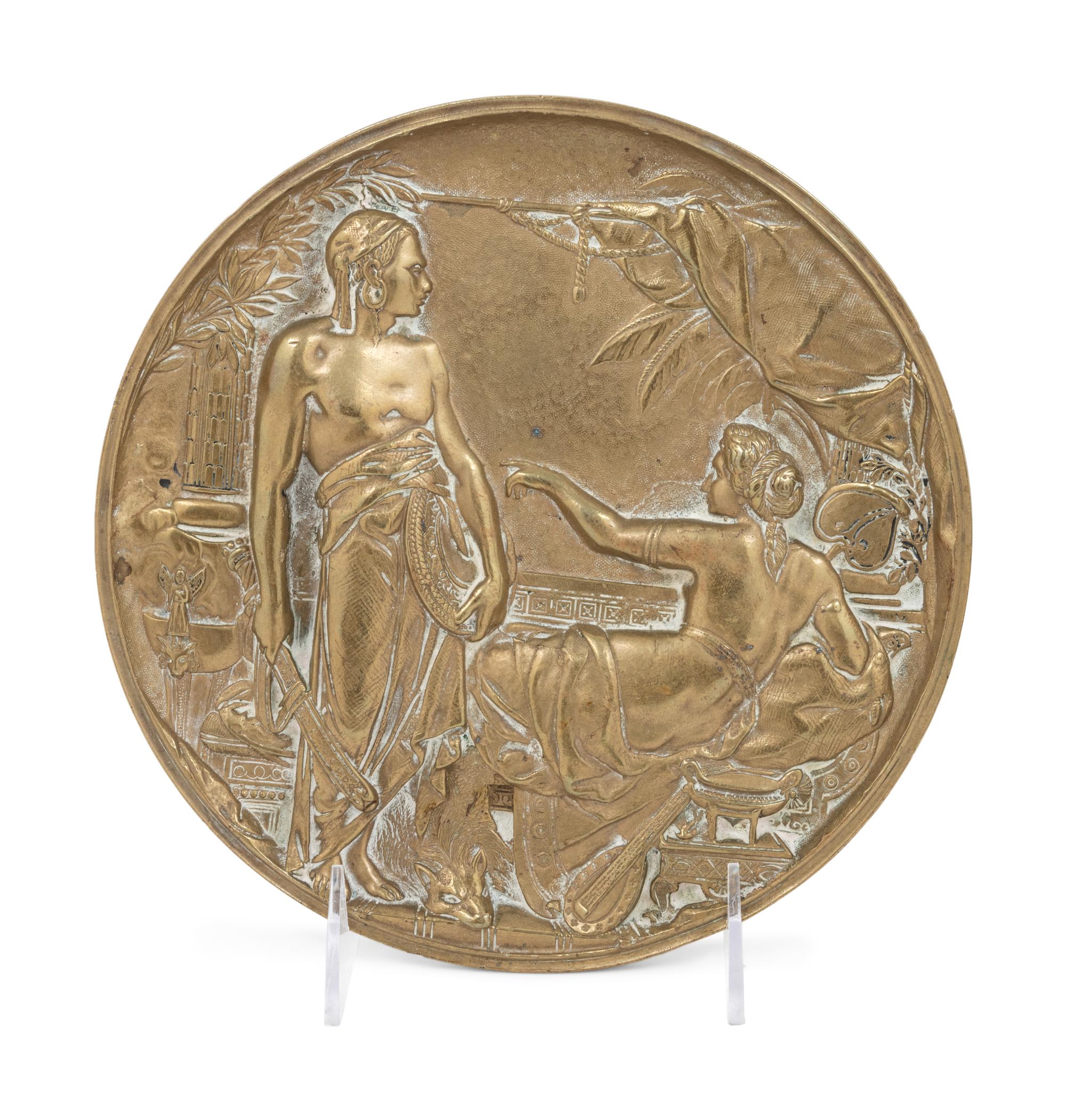 Four Continetal Cast Bronze Figural Plaques