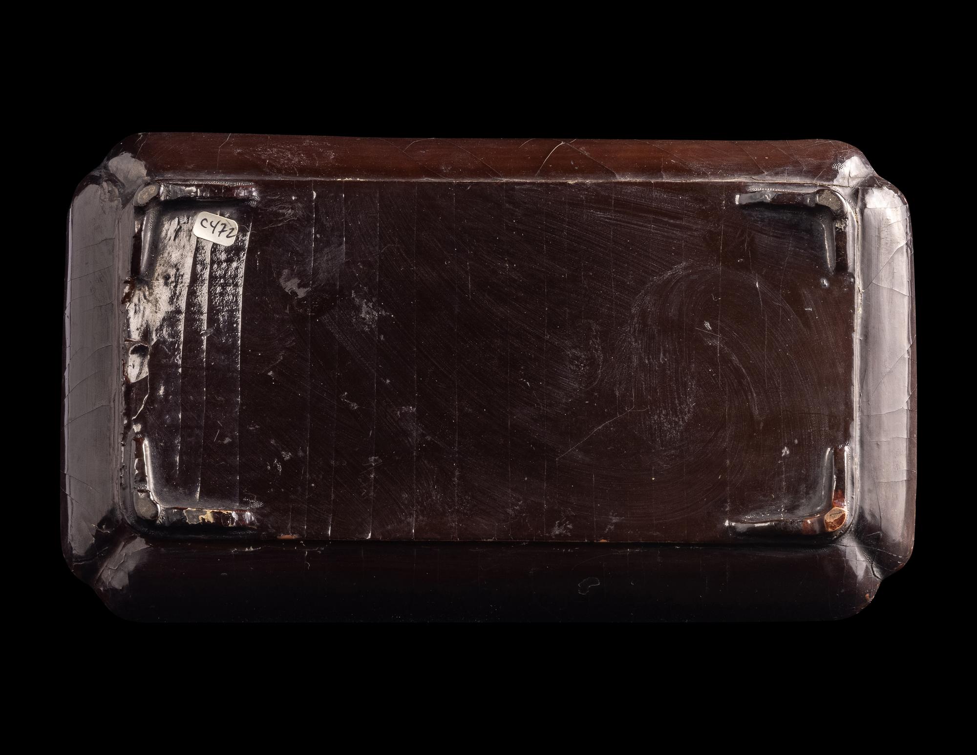A Japanese Mother-of-Pearl Inlaid Black Lacquer Rectangular Tray