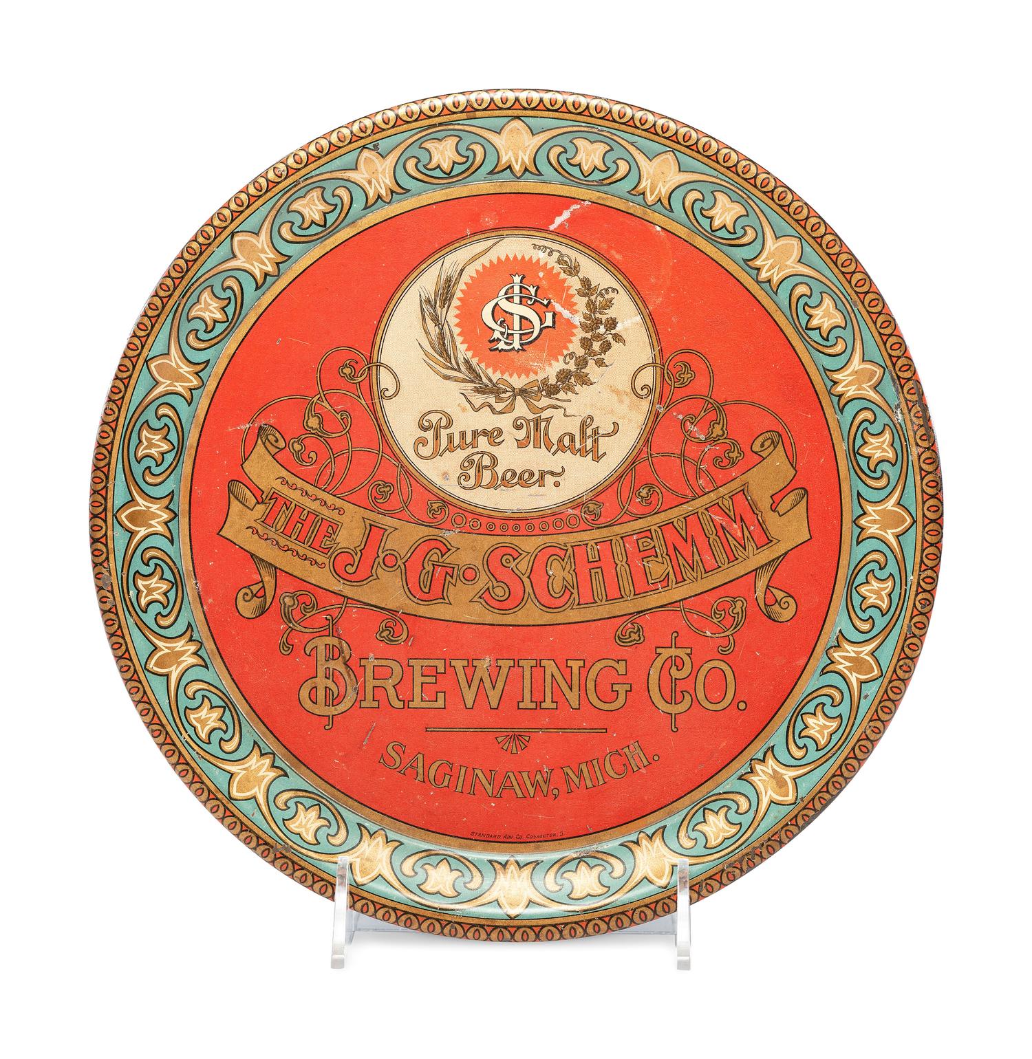 A J.G. Schemm Brewing Company 'Pure Malt Beer' Tin Lithograph Advertising Tray